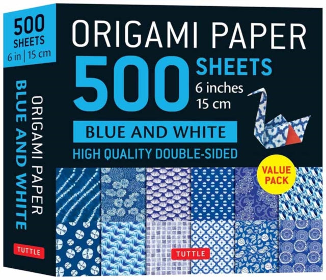 Book cover of: Origami Paper 500 sheets Blue & White 6" (15 cm). By: Tuttle Tuttle Studio