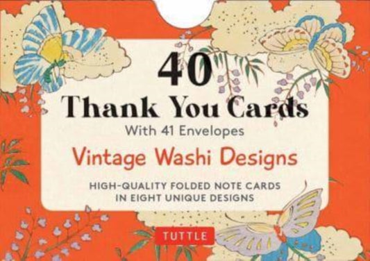 Book cover of: 40 Thank You Cards in Vintage Japanese Washi Designs. By: Tuttle Tuttle Studio