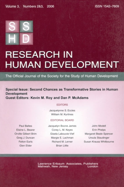 Book cover of: Second Chances As Transformative Stories Rhd V3 2&3. By: ROY/MCADAMS
