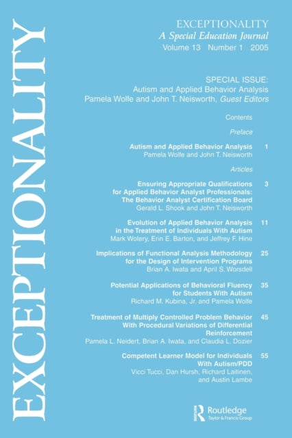 Book cover of: Autism and Applied Behavior Analysis