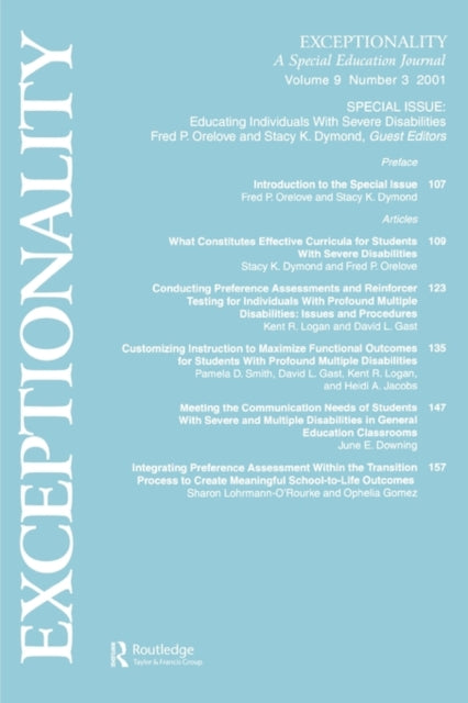 Book cover of: Educating Individuals With Severe Disabilities