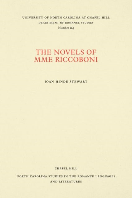 Book cover of: Novels of Mme Riccoboni. By: Joan H. Stewart