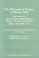Book cover of: Philosophical Orations of Thomas Reid – Delivered at Graduation Ceremonies in King`s College, Aberdeen, 1753, 1756, 1759, 1762