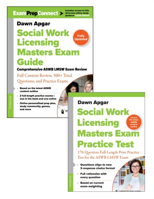 Book cover of: Social Work Licensing Masters Exam Guide and Additional Print Practice Test Set