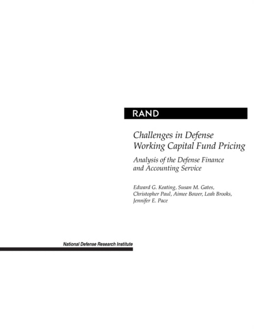 Book cover of: Challenges in Defense Working Capital Fund Pricing. By: Edward G. Keating 