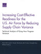 Book cover of: Increasing Cost-Effective Readiness for the U.S. Air Force by Reducing Supply Chain Variance. By: Patrick Mills