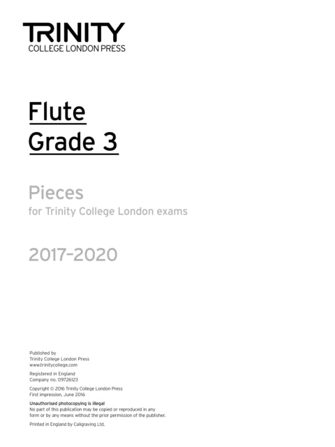 Book cover of: Trinity College London: Flute Exam Pieces Grade 3 2017–2020 (part only)