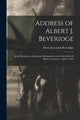 Book cover of: Address of Albert J. Beveridge