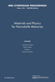 Book cover of: Materials and Physics for Nonvolatile Memories: Volume 1160. By: Yoshihisa Fujisaki