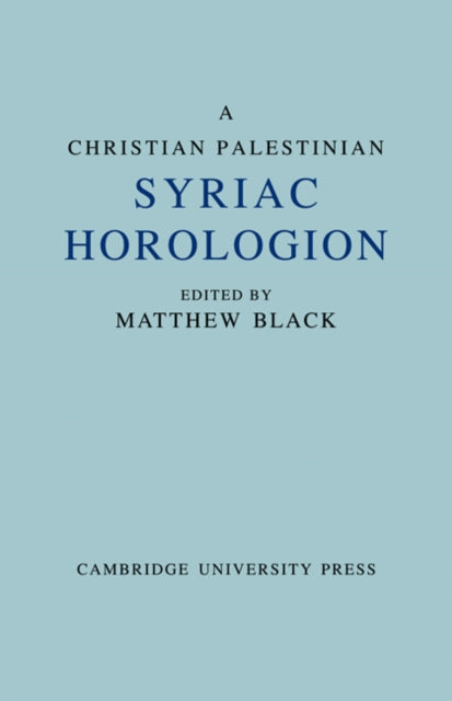 Christian Palestinian Syriac Horologion
