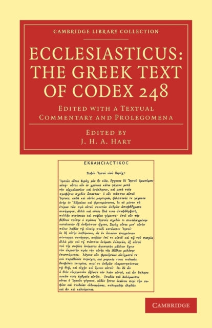 Book cover of: Ecclesiasticus: The Greek Text of Codex 248. By: John Henry Arthur Hart