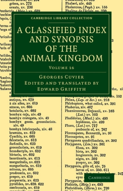 Book cover of: Classified Index and Synopsis of the Animal Kingdom. By: Baron Georges Cuvier