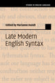 Book cover of: Late Modern English Syntax. By: Marianne Hundt