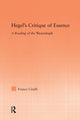 Book cover of: Hegel's Critique of Essence. By: Franco Cirulli