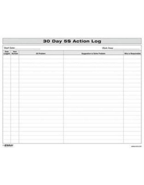 Book cover of: 5S: 30 Day Action Log. By: Enna
