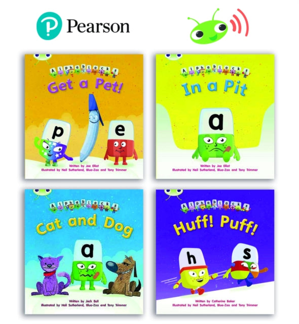 Book cover of: Learn to Read at Home with Bug Club Phonics Alphablocks: Phase 2 - Reception Term 1 (4 fiction books) Pack B. By: Joe Elliot