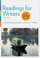 Book cover of: Readings for Writers, 2016 MLA Update. By: Anthony C. Winkler