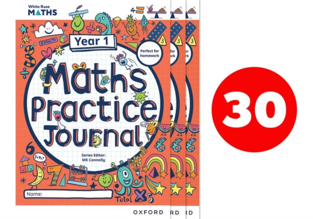 Book cover of: White Rose Maths Practice Journals Year 1 Workbooks: Pack of 30. By: Caroline Hamilton