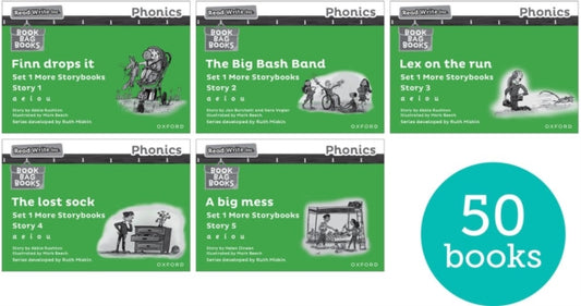 Book cover of: Read Write Inc. Phonics: Green Set 1 More Black & White Storybooks (Pack of 50). By: Ruth Miskin