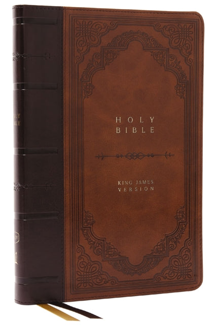 Book cover of: KJV Holy Bible: Giant Print Thinline Bible, Brown Leathersoft, Red Letter, Comfort Print (Thumb Indexed): King James Version (Vintage Series). By: Zondervan Publishing Company