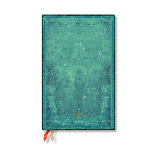 Book cover of: Pacific Blue Bold (Old Leather Collection) Maxi 12-month Horizontal Hardback Dayplanner 2025 (Elastic Band Closure). By: Paperblanks