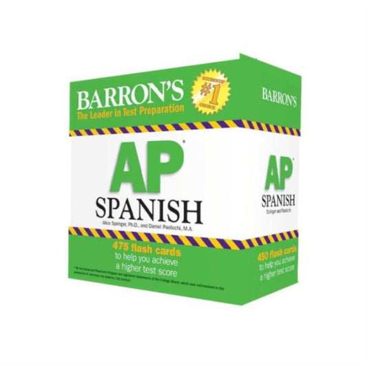 Book cover of: AP Spanish Flashcards, Second Edition: Up-to-Date Review and Practice + Sorting Ring for Custom Study. By: Daniel Paolicchi M.A.