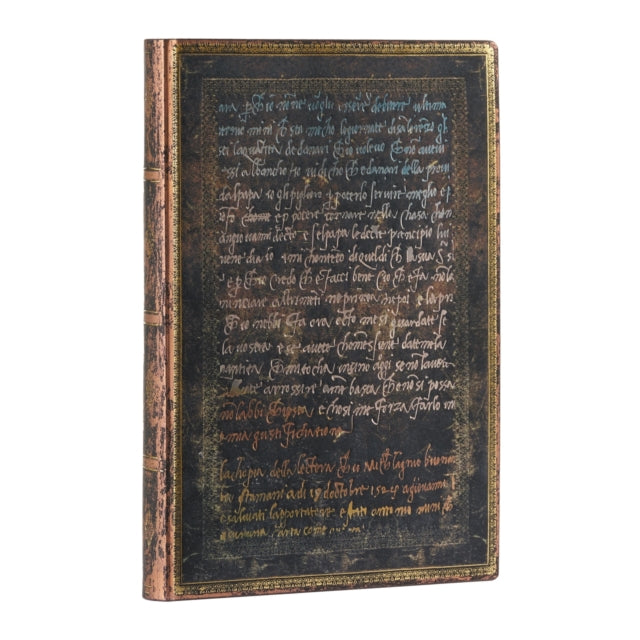 Book cover of: Michelangelo, Handwriting (Embellished Manuscripts Collection) Midi Unlined Softcover Flexi Journal (Elastic Band Closure). By: Paperblanks