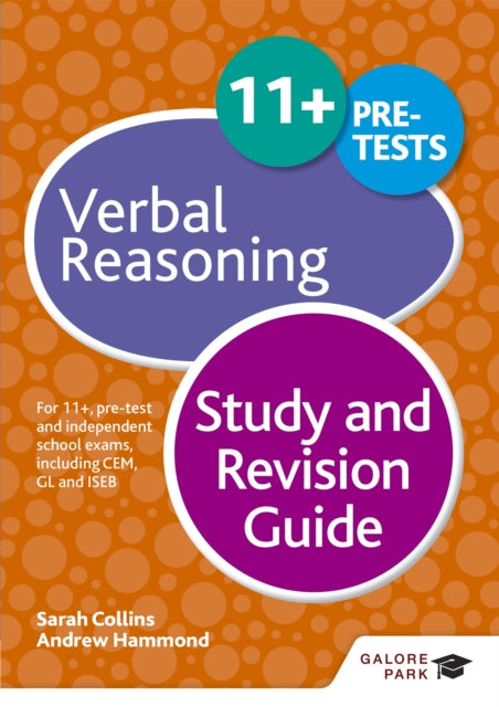 Book cover of: 11+ Verbal Reasoning Study and Revision Guide. By: Andrew Hammond