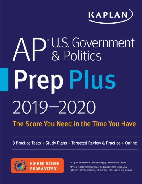 Book cover of: AP U.S. Government & Politics Prep Plus 2019-2020. By: Kaplan Test Prep