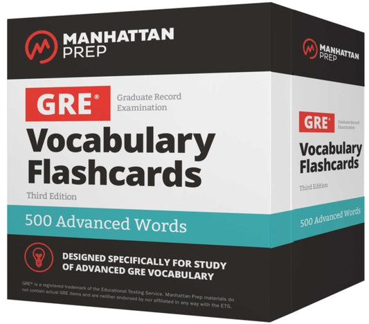 Book cover of: 500 Advanced Words: GRE Vocabulary Flashcards. By: Manhattan Prep