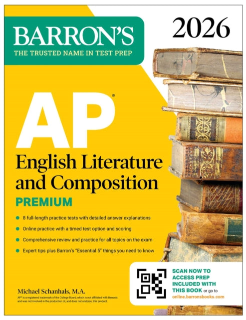 Book cover of: AP English Literature and Composition Premium, 2026: Prep Book with 8 Practice Tests + Online Practice. By: Barron's Educational Barron's Educational Series