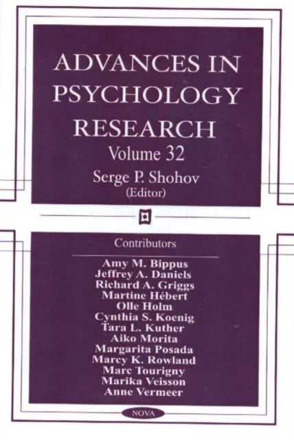 Book cover of: Advances in Psychology Research. By: Serge P. Shohov