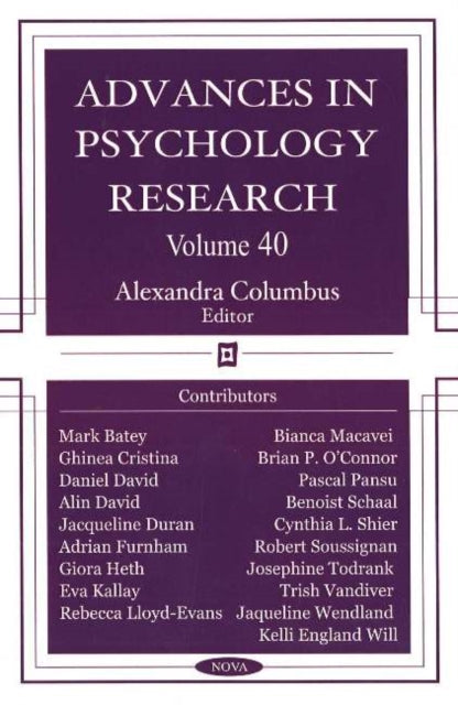 Book cover of: Advances in Psychology Research. By: Alexandra Columbus