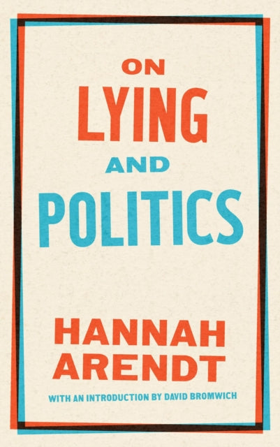 Book cover of: On Lying and Politics. By: Hannah Arendt