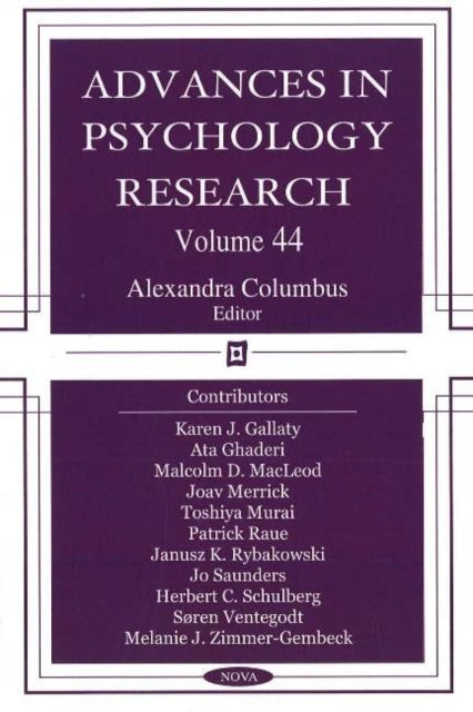 Book cover of: Advances in Psychology Research. By: Alexandra Columbus