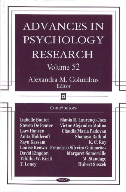 Book cover of: Advances in Psychology Research. By: Alexandra Columbus