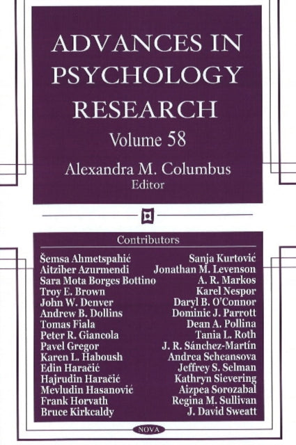 Book cover of: Advances in Psychology Research. By: Alexander M. Columbus