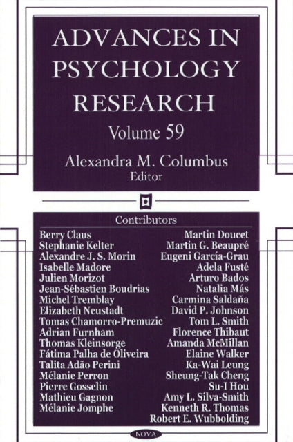 Book cover of: Advances in Psychology Research. By: Alexandra M. Columbus