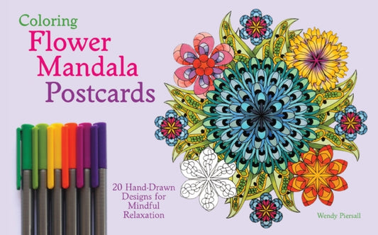 Book cover of: Coloring Flower Mandala Postcards. By: Wendy Piersall