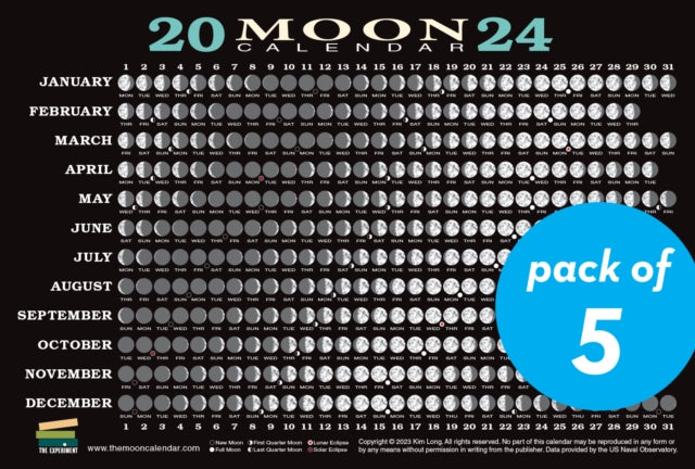 Book cover of: 2024 Moon Calendar Card (5 pack)