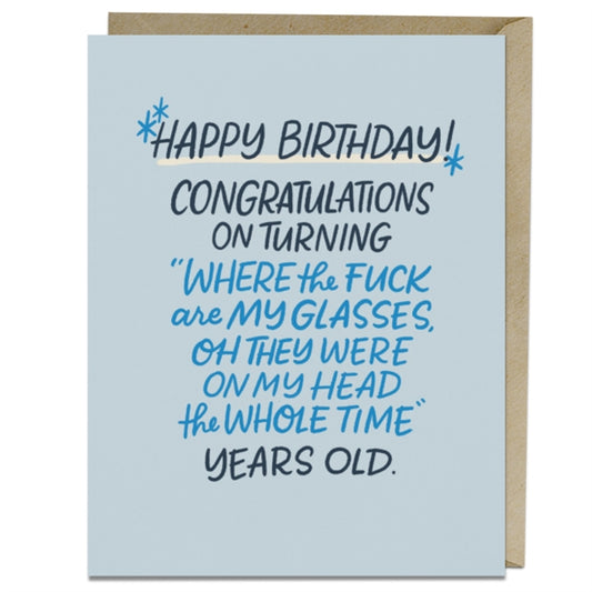 Book cover of: 6-Pack Em & Friends Where Are My Glasses Years Old Birthday Cards