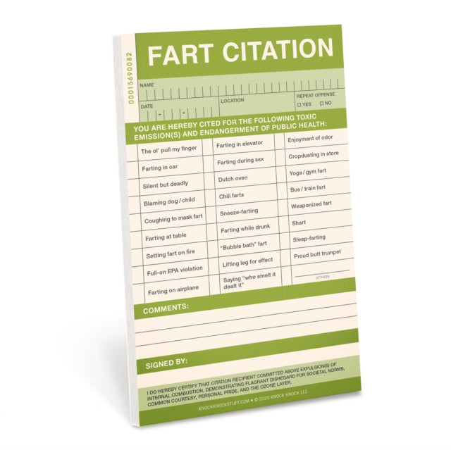 Book cover of: Knock Knock Fart Sticky Citation Pad