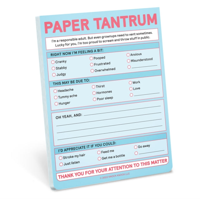 Book cover of: Knock Knock Paper Tantrum Nifty Note Pad (Pastel Version). By: Knock Knock Knock