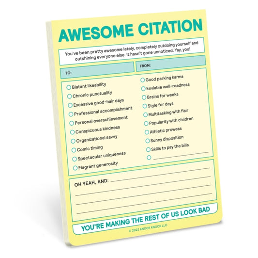 Book cover of: Knock Knock Awesome Citation Nifty Note Pad (Pastel Version). By: Knock Knock Knock