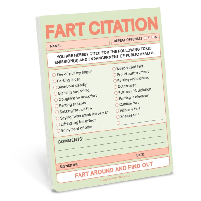 Book cover of: Knock Knock Fart Citation Nifty Note (Pastel Version)