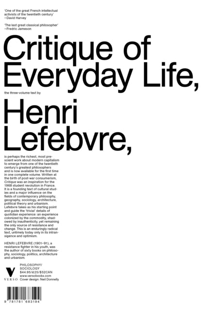 Book cover of: Critique of Everyday Life