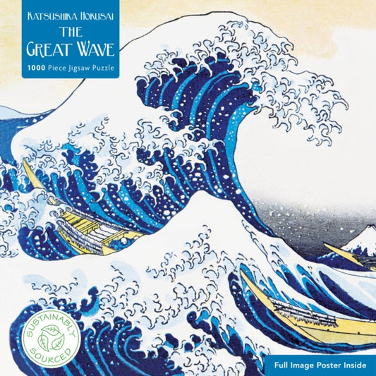 Book cover of: Adult Sustainable Jigsaw Puzzle Hokusai: The Great Wave. By: Flame Tree Studio