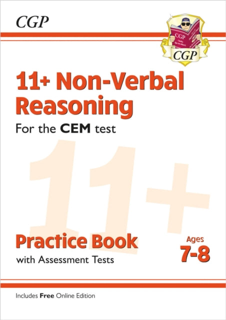 Book cover of: 11+ CEM Non-Verbal Reasoning Practice Book & Assessment Tests - Ages 7-8 (with Online Edition)