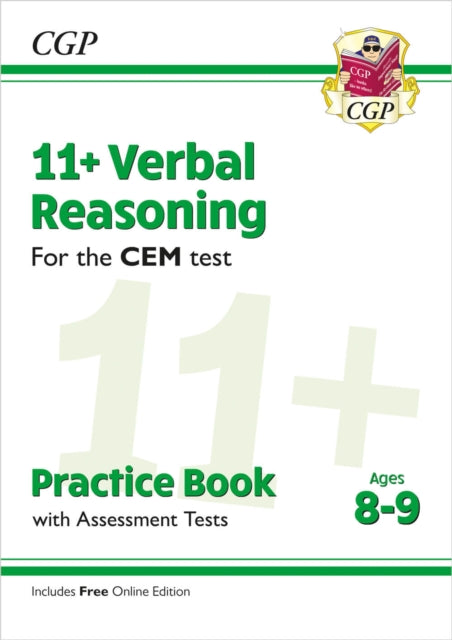 Book cover of: 11+ CEM Verbal Reasoning Practice Book & Assessment Tests - Ages 8-9 (with Online Edition)