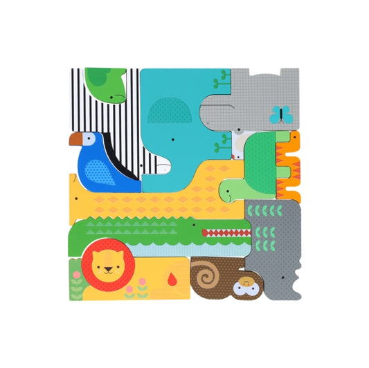 Book cover of: Wooden Puzzle + Play: Shaped Safari Animals